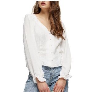 Topshop White Buttoned Peplum Blouse